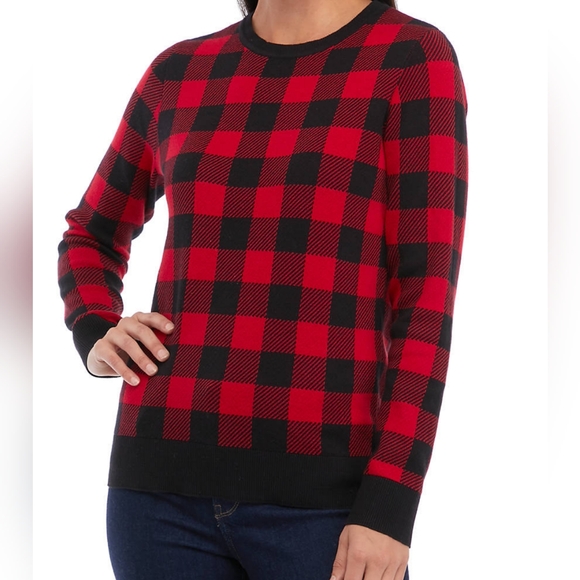 Plus Size Plaid Sweater - Picture 1 of 11